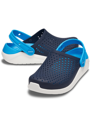 Сабо crocs literide kids clog дитячі крокси темно сині 205964-462 navy/white