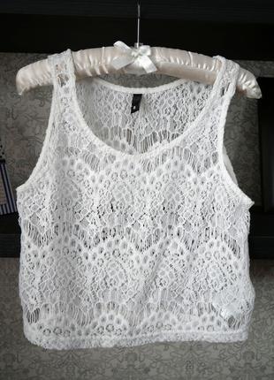 Кружевная маяка маечка топ new h&m uk 8 / xs