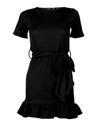 Сукня чорна базова з воланом рюшою плаття2 фото