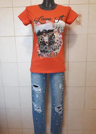 Яркая,легкая,хлопковая футболка с фотоколлажем,h&b,турция1 фото