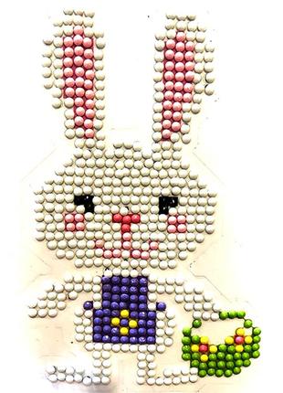 Діамантова вишивка. картинка-наклейка  весняний зайчик, 8х12 см