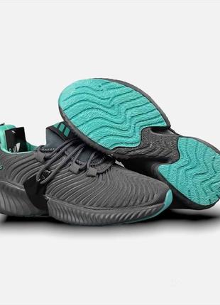 Женские кроссовки adidas alphabounce (серые с мятным) #адидас5 фото