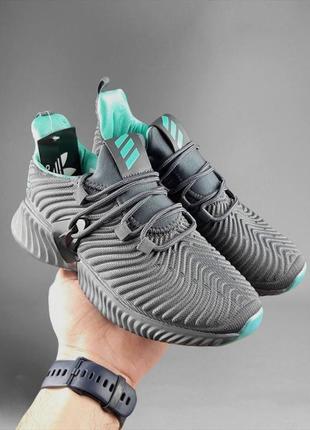 Женские кроссовки adidas alphabounce (серые с мятным) #адидас1 фото