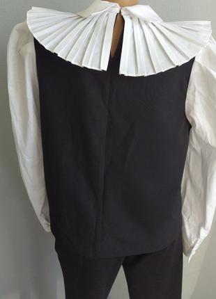 Контрастная блуза с отложным воротником, zara.3 фото