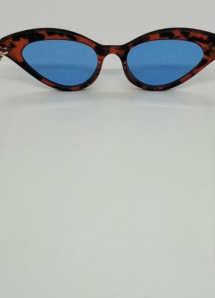 Gucci очки лисички женские солнцезащитные тигровые линзы голубые5 фото