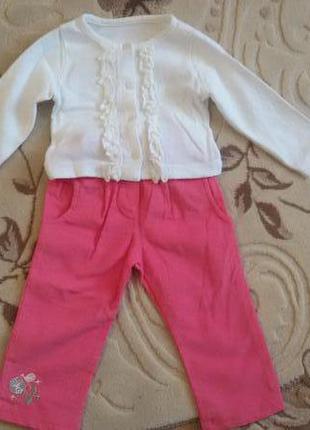 Детский костюм набор на девочку штанишки и кофточка 1-2 года