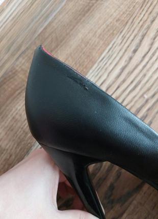 Женские лабутены туфли лодочки на каблуке черные экокожа7 фото
