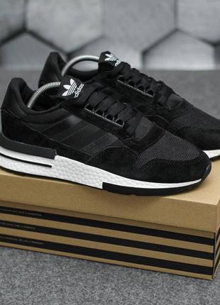 Чоловічі кросівки adidas zx 500 rm (чорні з білим) #адідас