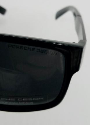 Porsche design очки мужские солнцезащитные поляризированные черные с серыми вставками8 фото