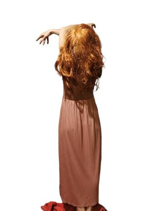 Нюдовое пудровое платье из вискозы трикотажное летнее сукня na-kd длинное макси4 фото