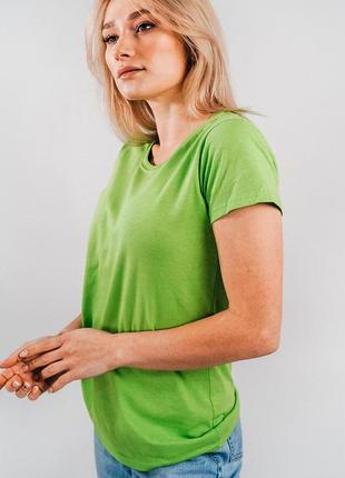 Базова жіноча футболка колір лайм 100% бавовна (25 кольорів)5 фото
