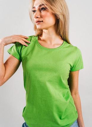 Базова жіноча футболка колір лайм 100% бавовна (25 кольорів)4 фото