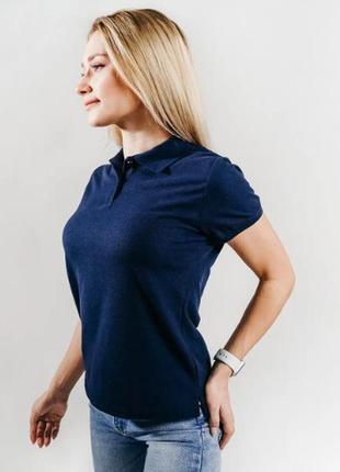 Жіноча футболка поло темно-синій колір (+25 кольорів)3 фото