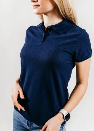 Жіноча футболка поло темно-синій колір (+25 кольорів)4 фото