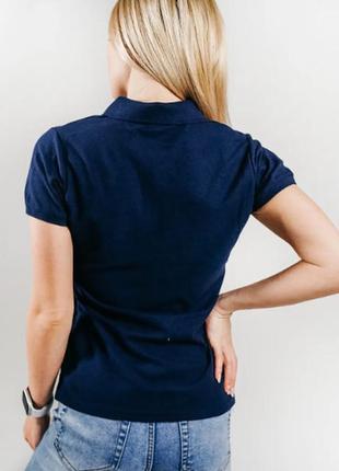 Жіноча футболка поло темно-синій колір (+25 кольорів)5 фото