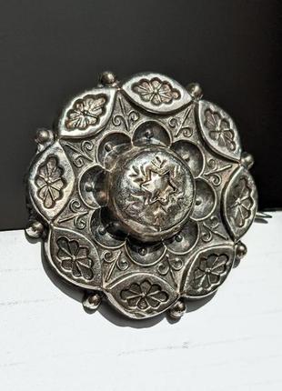 Антикварная серебряная брошь викторианская англия брошка старинная серебро эдвардианская 1900