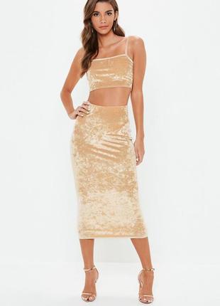 Велюровый костюм юбка и топ