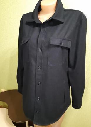 Шерстяная верхняя рубашка куртка пальто с накладными карманами2 фото