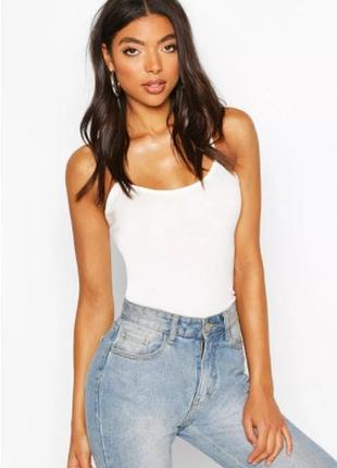 Боді комбідрес майка колір айворі віскоза boohoo uk 16