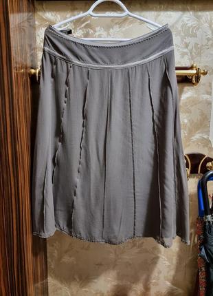 100% шелк юбка m&s 10 шовк silk шелковая6 фото