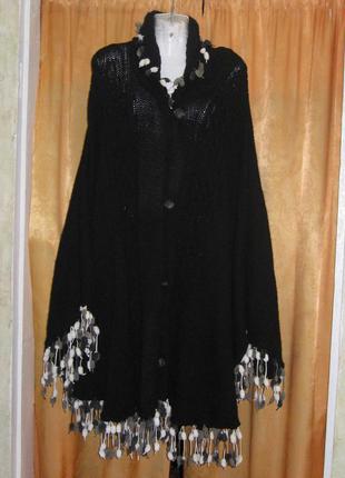 Шикарное тёплое  пончо!!! с капюшоном!!! большой размер!!!