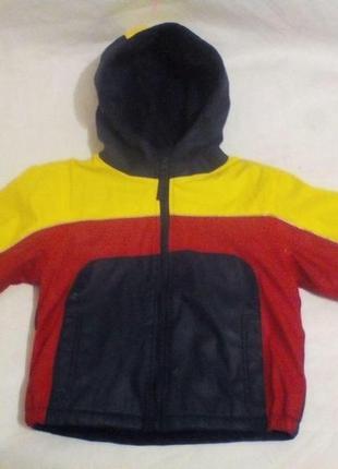 Куртка ветровка дождевик с капюшоном на флисе smily на 3-4года 98-104см1 фото