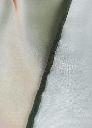 Шелковый платок шелк нежный атлас ручной роуль цветы оливковый новый качественный3 фото