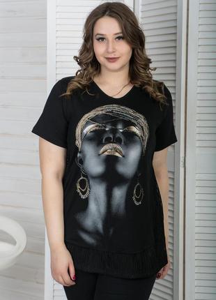 Модна жіноча футболка туніка великих розмірів, батал туреччина 48,50,52,542 фото