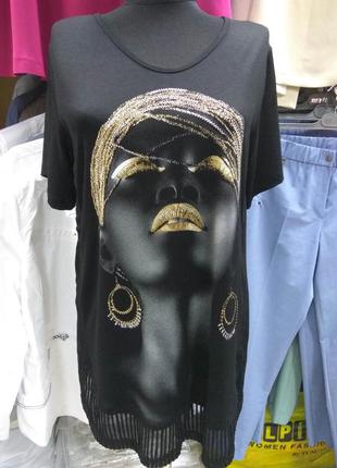 Модная женская туника футболка больших размеров, батал турция 48,50,52,544 фото
