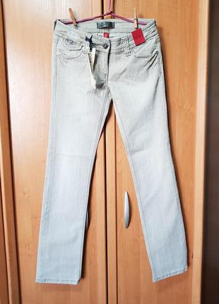 Стильные джинсы скинни, серо-бежевые джинсовые штаны2 фото