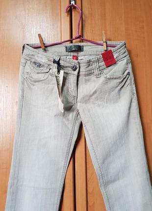 Стильные джинсы скинни, серо-бежевые джинсовые штаны3 фото