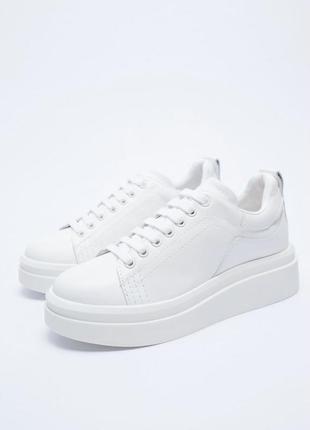 Кожаные кеды zara 38,39 оригинал