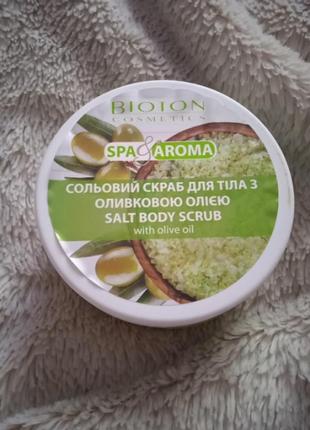 Сольовий скраб для тіла з оливковою олією bioton cosmetics salt body scrub with olive oil антицелюлітний ефект 250 мл
