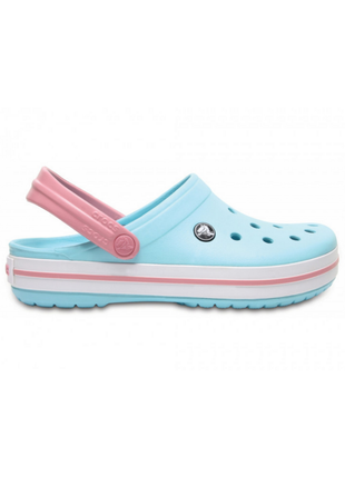 Жіночі сабо crocs crocband крокси блакитні з білим 11016-4s3 ice blue/white3 фото