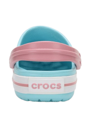 Жіночі сабо crocs crocband крокси блакитні з білим 11016-4s3 ice blue/white5 фото