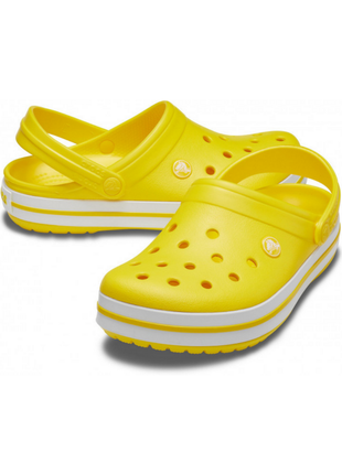 Женские сабо crocs crocband clog кроксы лимонные с белым 11016-7b0 lemon/white