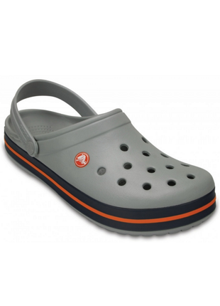 Жіночі сабо crocs crocband крокси сірі 11016-01ulight grey/navy2 фото