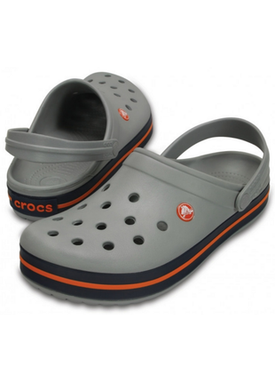 Женские сабо crocs crocband кроксы серые 11016-01ulight grey/navy