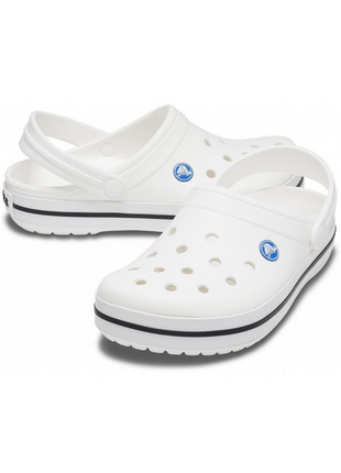 Женские сабо crocs crocband clog кроксы белые 11016-100 white