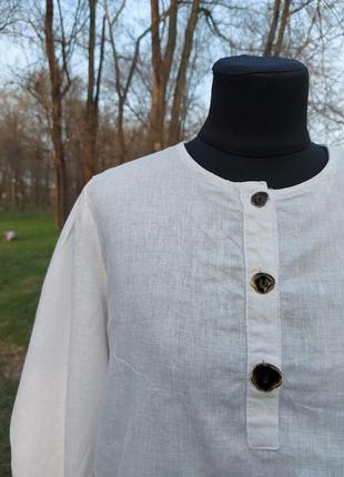 Льняная(100%-лен) блуза, рубашка оверсайз обьемный рукав этно, бохо стиль zara2 фото