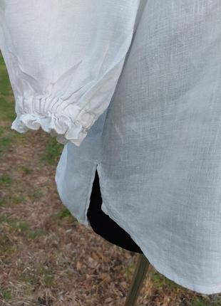 Льняная(100%-лен) блуза, рубашка оверсайз обьемный рукав этно, бохо стиль zara6 фото