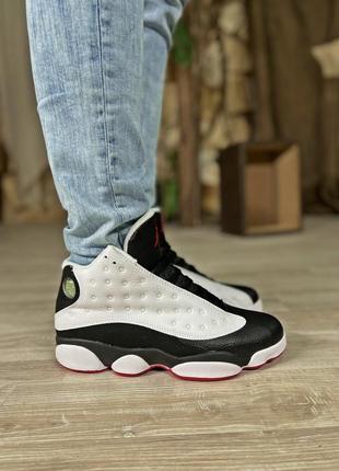 Кросівки nike air jordan 13 retro white black1 фото