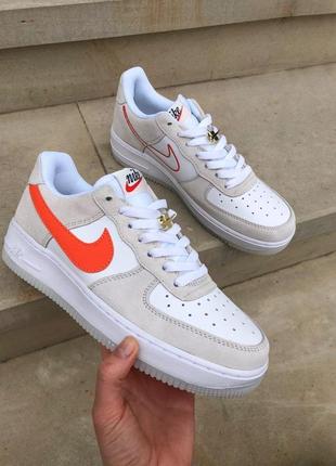 Nike air force 1 white/beige/orange🔺 женские кроссовки найк аир форс