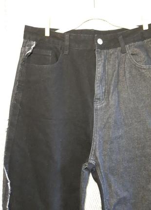 Женские брендовые двухцветные джинсы мом, высокая посадка.. пэч ворк, пэчворк4 фото