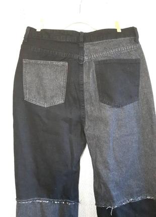 Женские брендовые двухцветные джинсы мом, высокая посадка.. пэч ворк, пэчворк5 фото