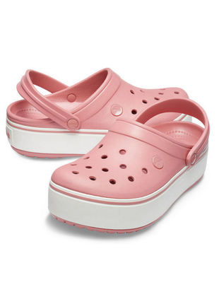 Женские сабо crocs crocband platform clog кроксы на платформе розовые 205434-6ph blossom3 фото