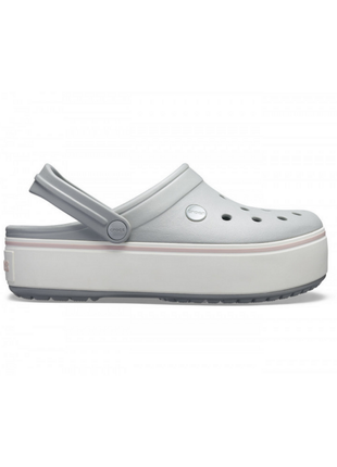 Женские сабо crocs crocband platform clog кроксы на платформе серые 205434 grey