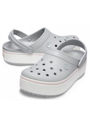 Жіночі сабо crocs crocband platform clog крокси на платформі сірі 205434 grey3 фото