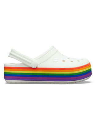 Жіночі сабо crocs crocband platform clog крокси на платформі білі 205434 white rainbow1 фото