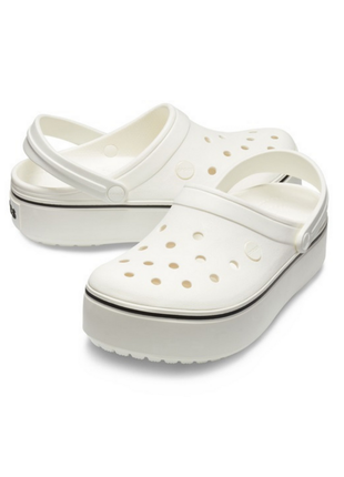 Женские сабо crocs crocband platform clog кроксы на платформе белые 205434 white3 фото